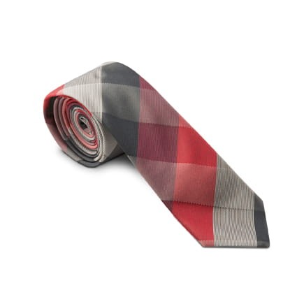 Krawat wąski Greiff (wzory) - Red/Grey Checked