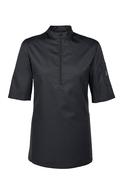 Koszulka szefa kuchniGreiff, krótki rękaw, rozpinany kołnierzyk, czarna